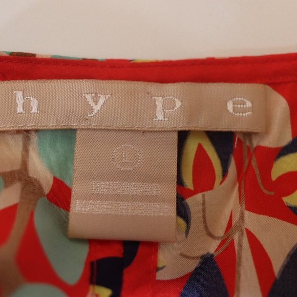 Hype Silk Floral Color Block Open Back Top LG - Picture 11 of 11